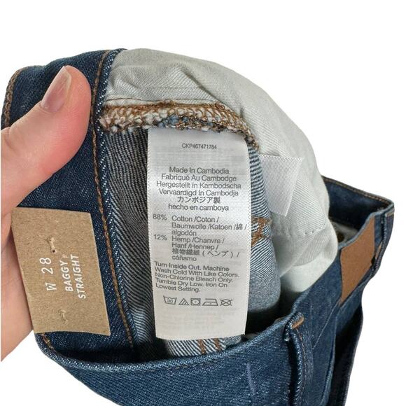 NWT Madewell Baggy Straight Jeans in Worn Indigo Wash‎ Dark Wash Hemp Blend 28 - Picture 10 of 15